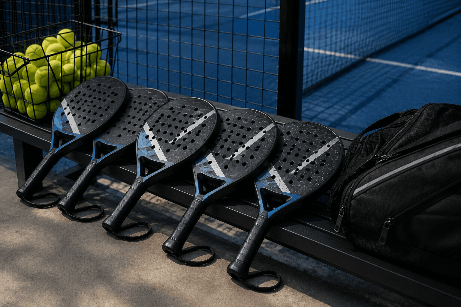 Club and academy players training with padel and pickleball equipment