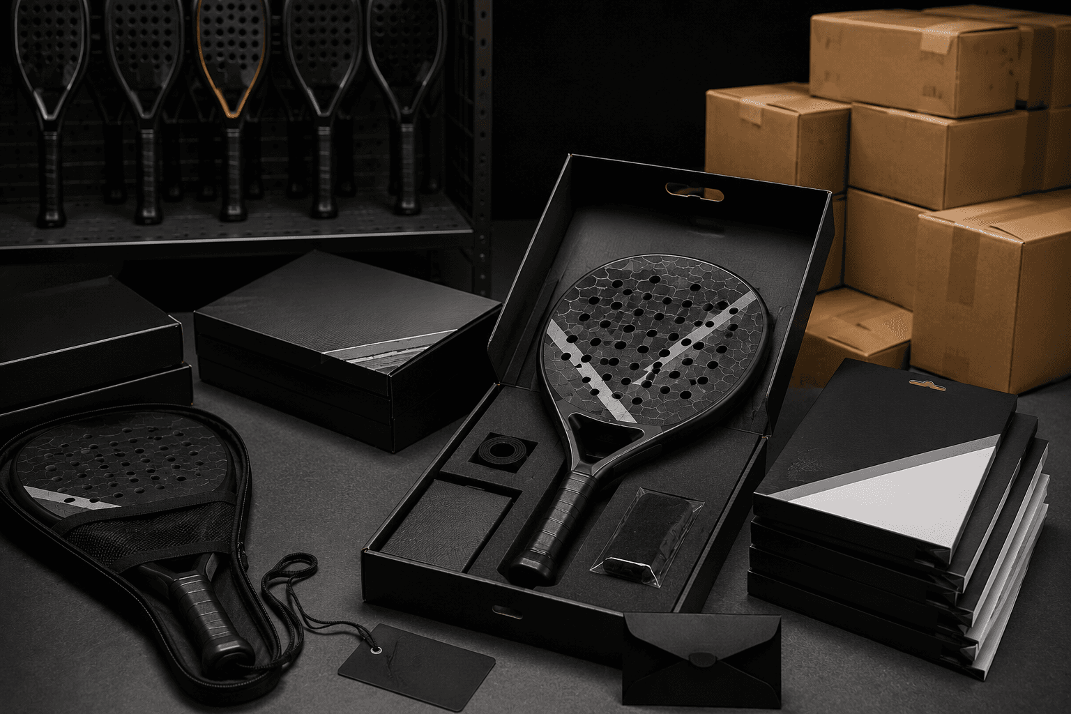 Retail-ready packaged padel and pickleball products