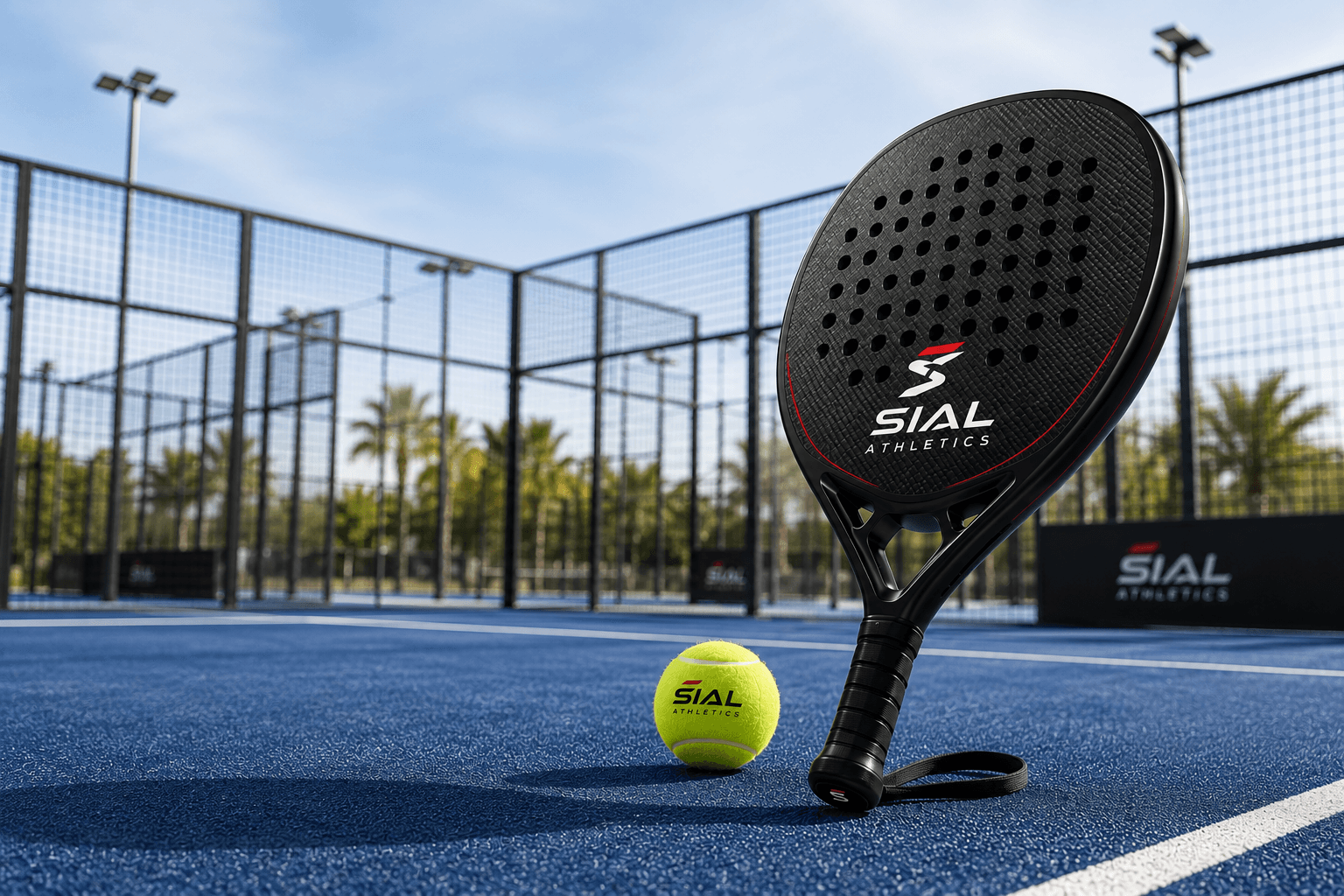 Carbon padel racket manufactured by SIAL Athletics